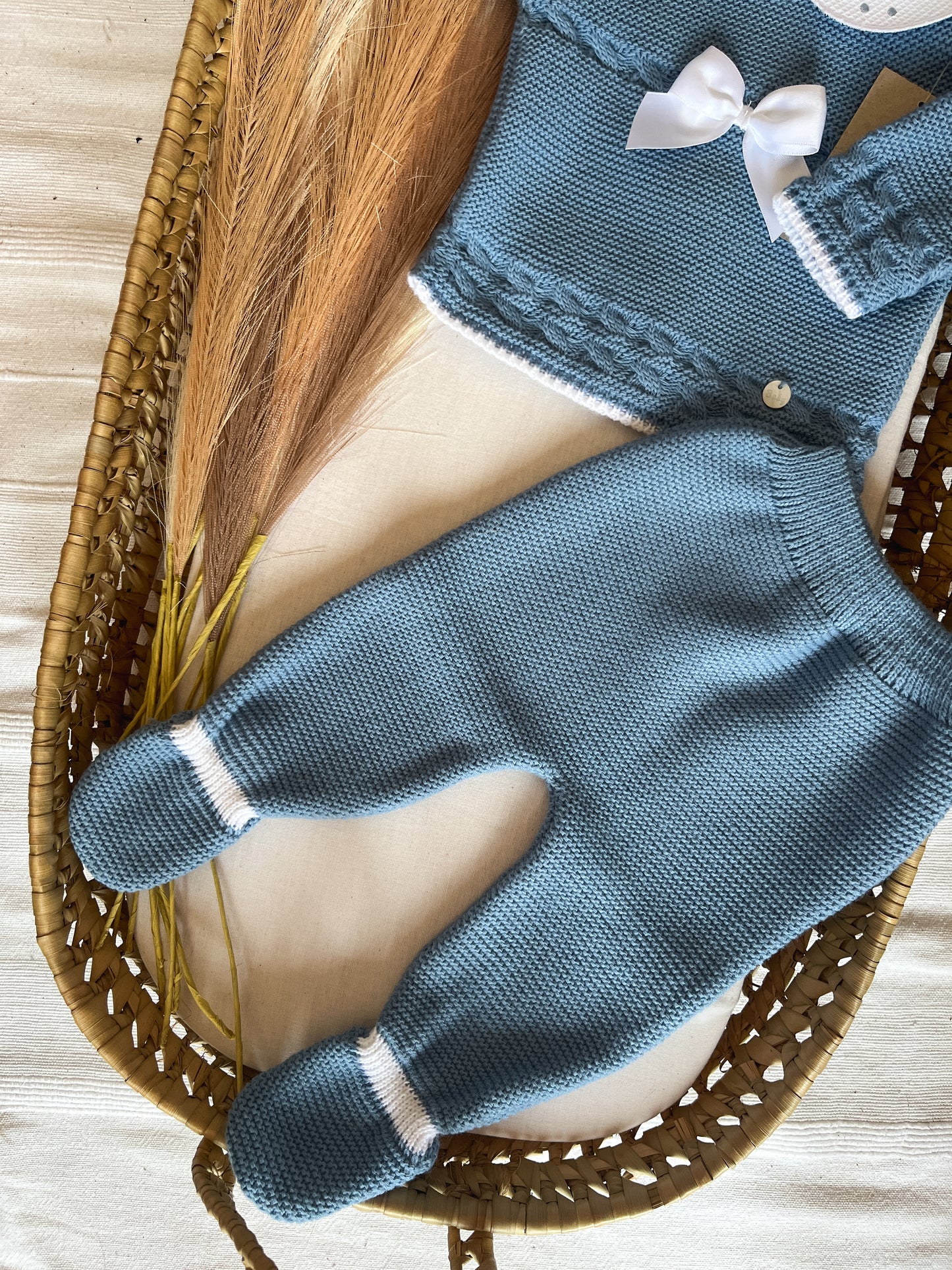 Conjunto de malha 3 peças bebé azul