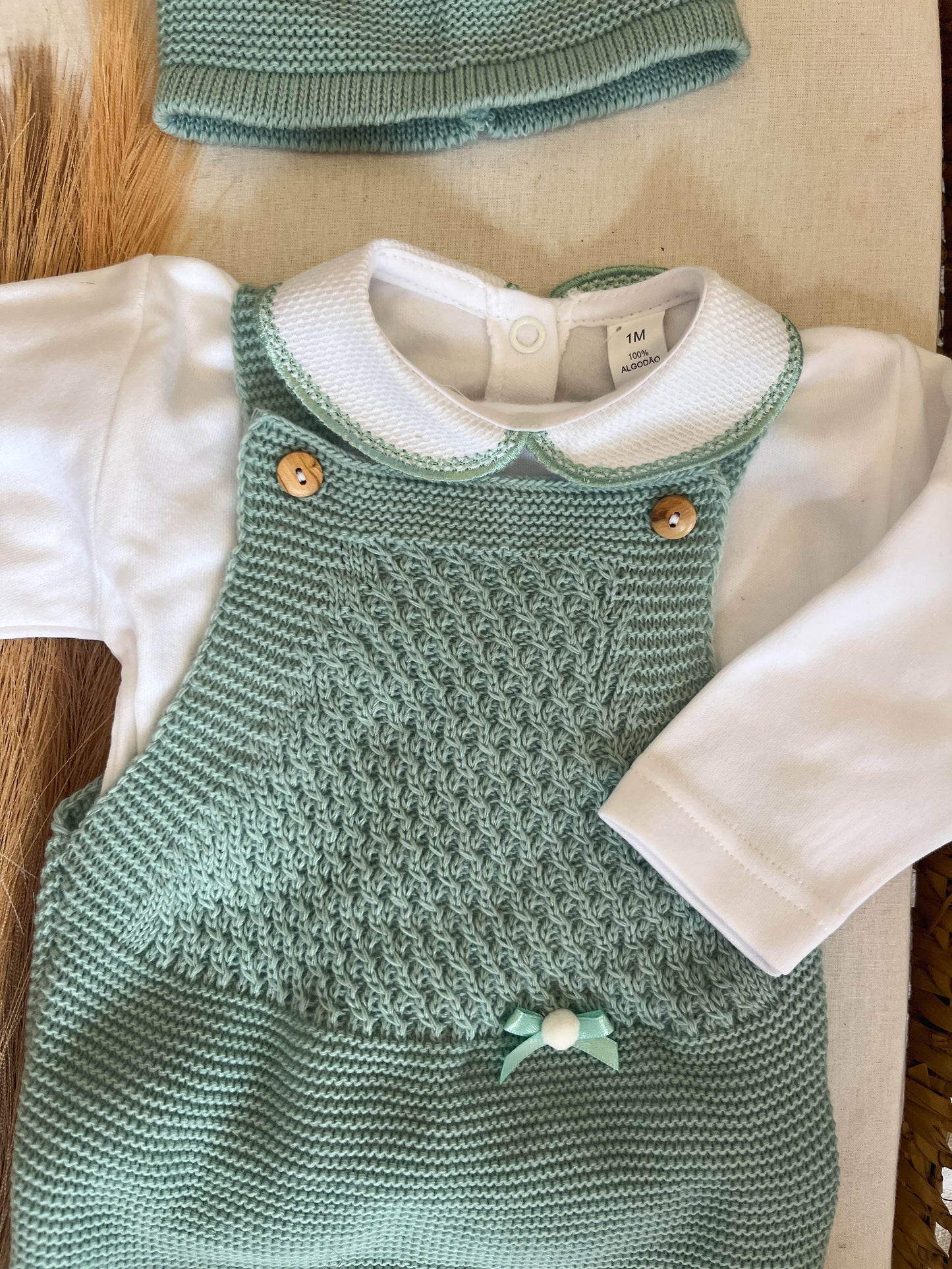 Conjunto de malha 3 peças bebé verde