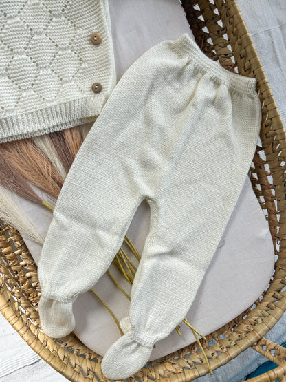 Conjunto de malha bebé 3 peças branco