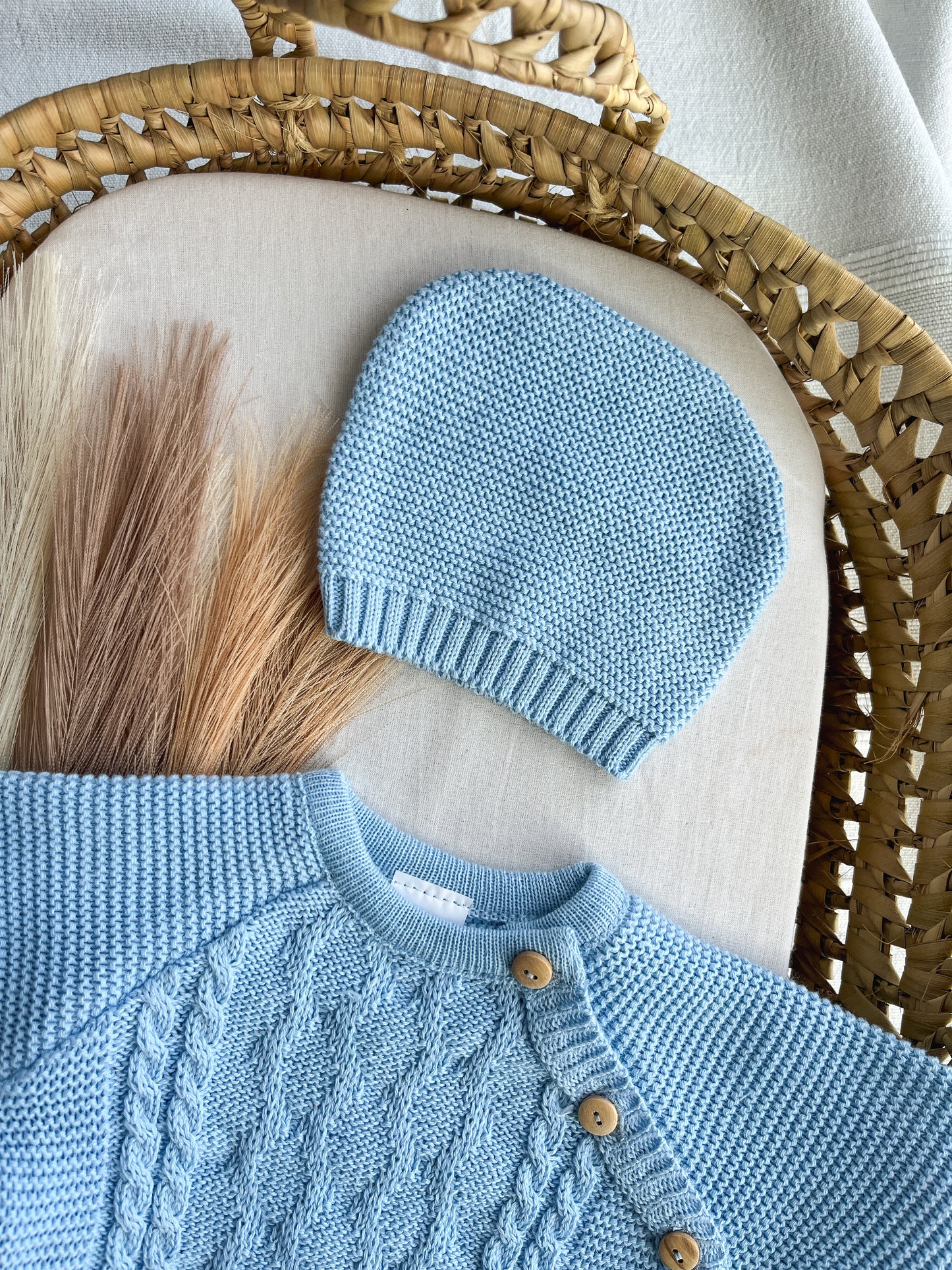 Conjunto de malha bebé 3 peças azul