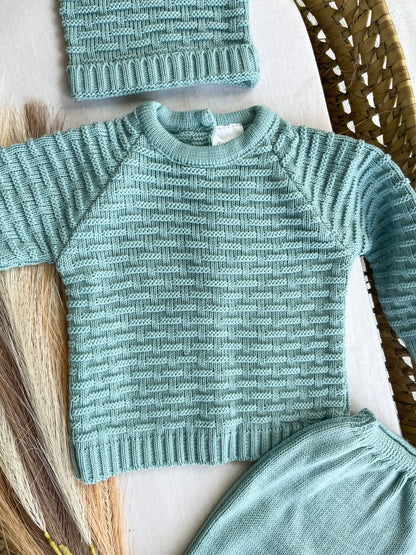 Conjunto de malha 3 peças bebé verde