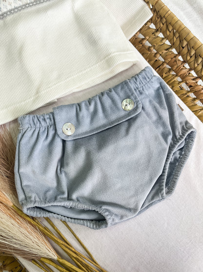 Conjunto de camisola com tapa fralda bebé azul