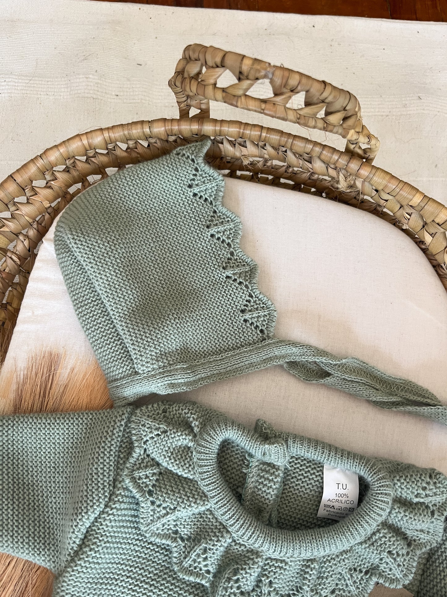 Conjunto de malha 3 peças bebé verde