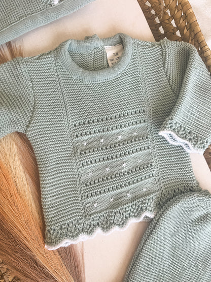 Conjunto de malha 3 peças bebé verde
