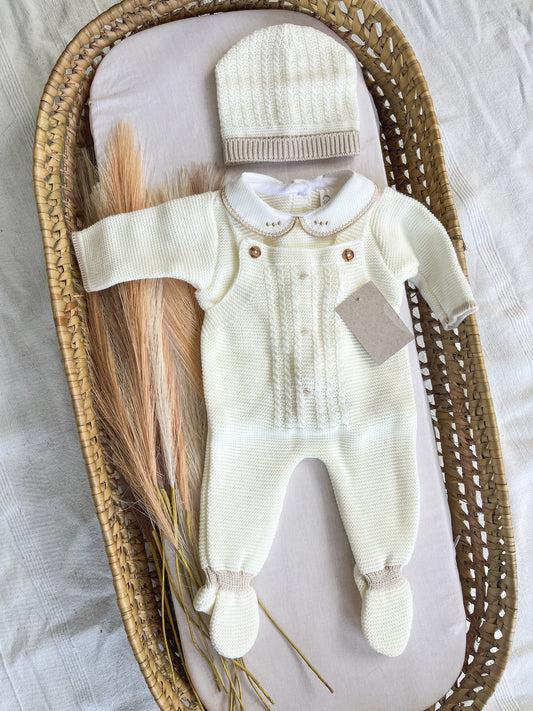 Conjunto de malha 3 peças bebé branco