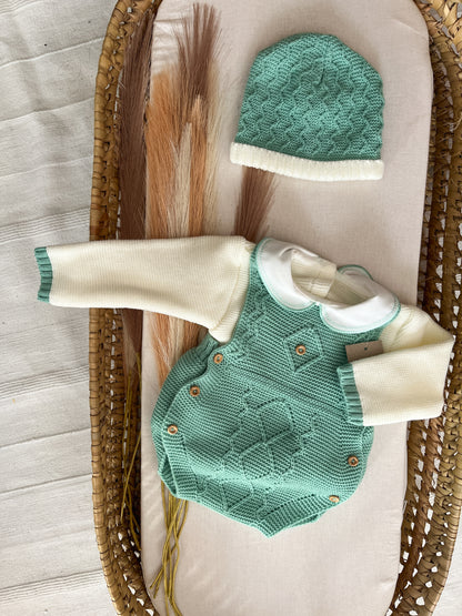 Conjunto de malha 3 peças bebé verde
