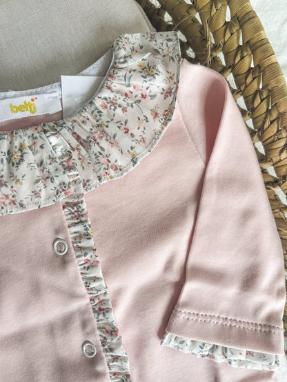 Babygrow de algodão bebé rosa