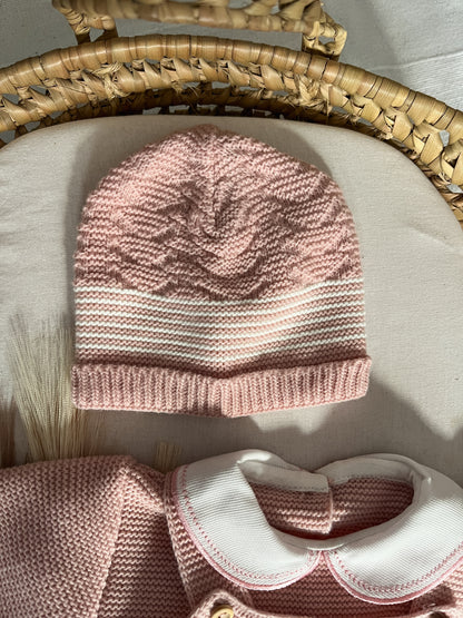 Conjunto de malha 3 peças bebé rosa