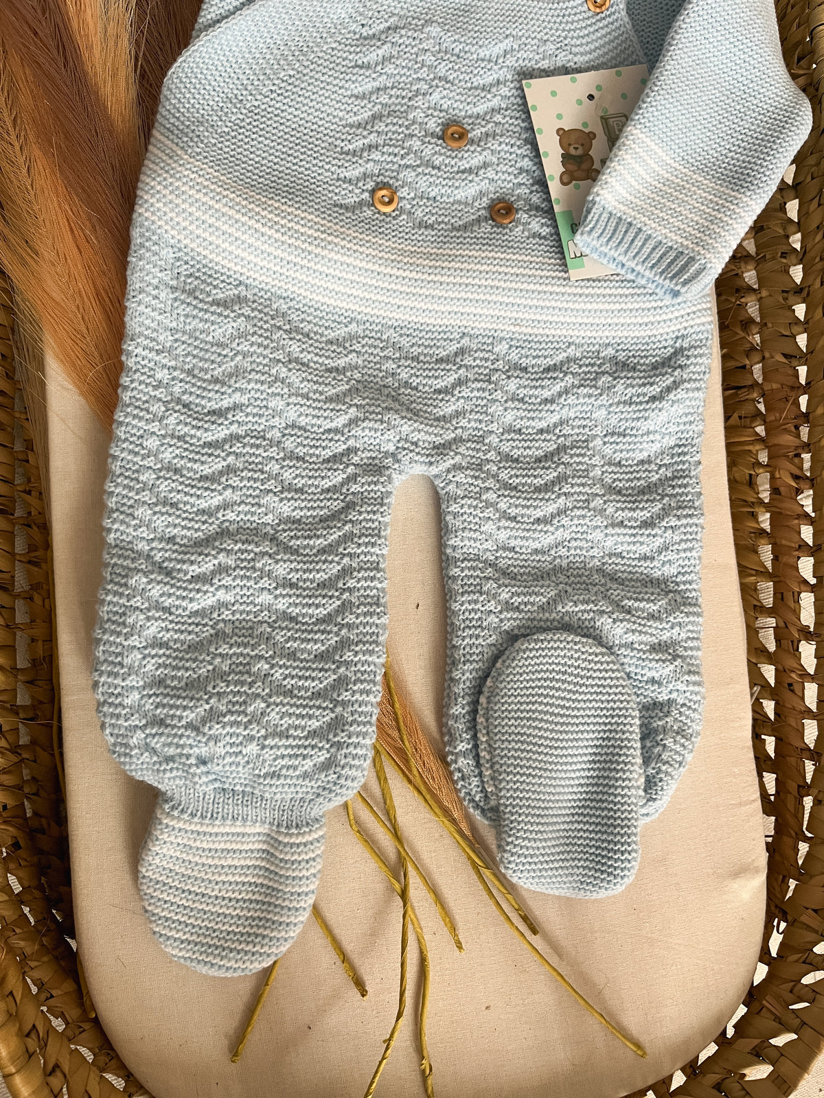 Conjunto de malha 3 peças bebé azul
