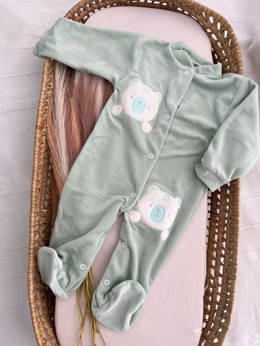 Babygrow de veludo bebé verde