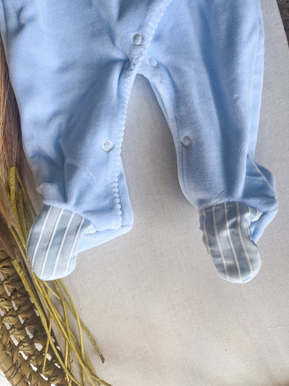 Babygrow de veludo bebé azul
