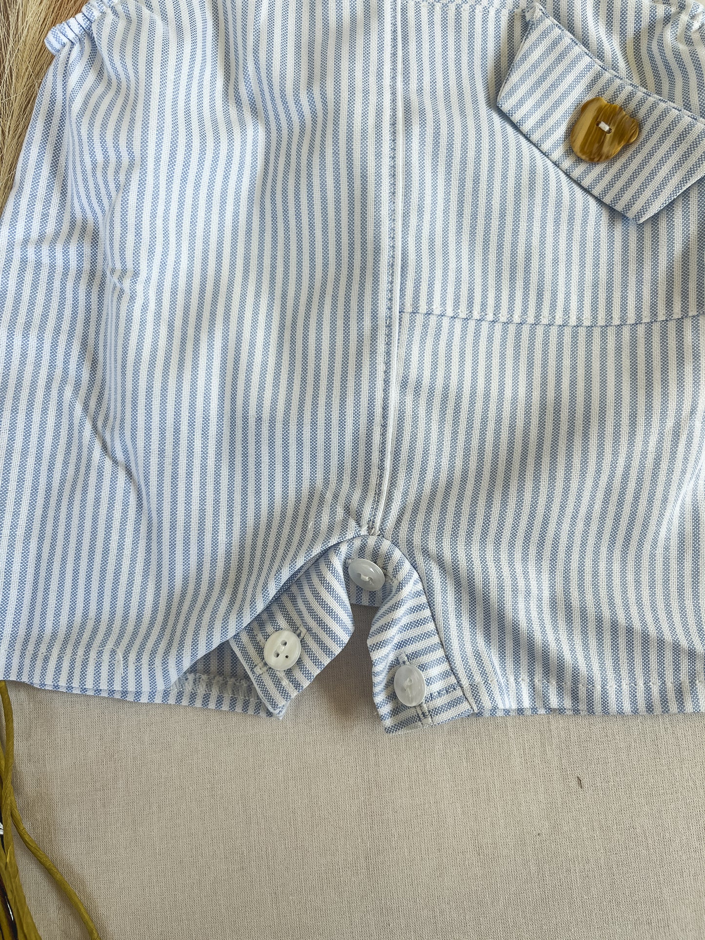 Conjunto de jardineira com blusa bebé menino azul
