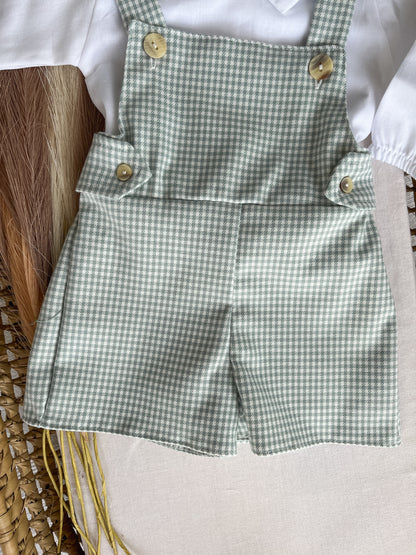 Conjunto de jardineira com camisola bebé menino verde