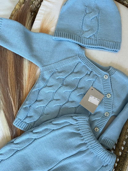 Conjunto de malha 4 peças bebé azul