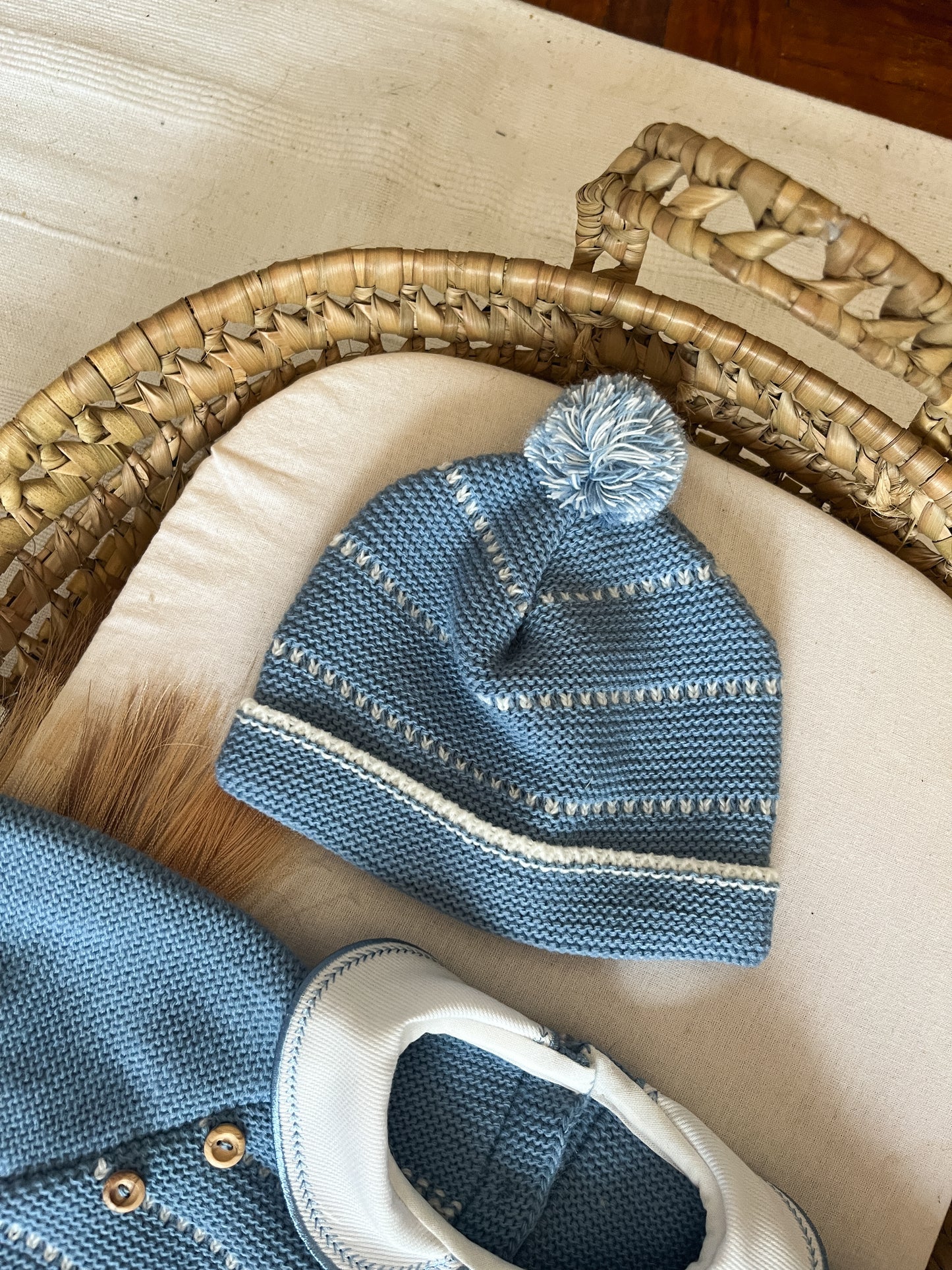 Conjunto de malha 3 peças bebé azul