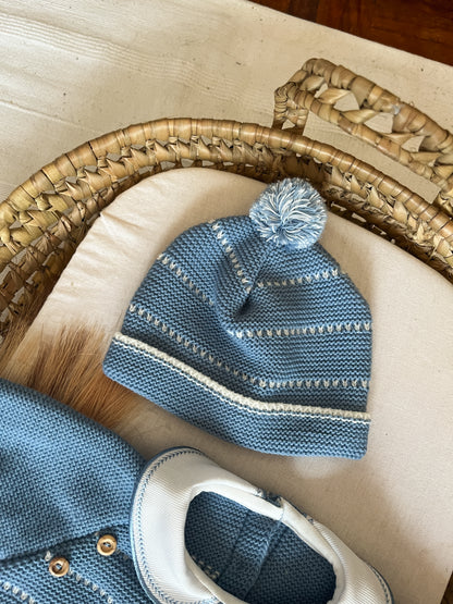 Conjunto de malha 3 peças bebé azul