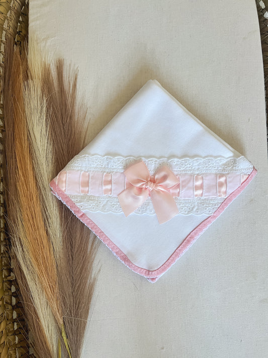 Fralda de pano bebé laço rosa