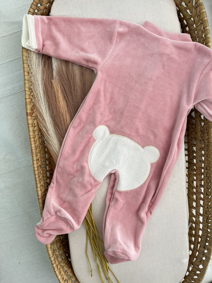 Babygrow de veludo bebé rosa