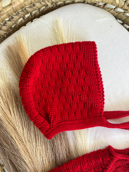 Conjunto de malha saída de maternidade 2 peças vermelho