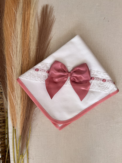 Fralda de pano bebé laço rosa velho