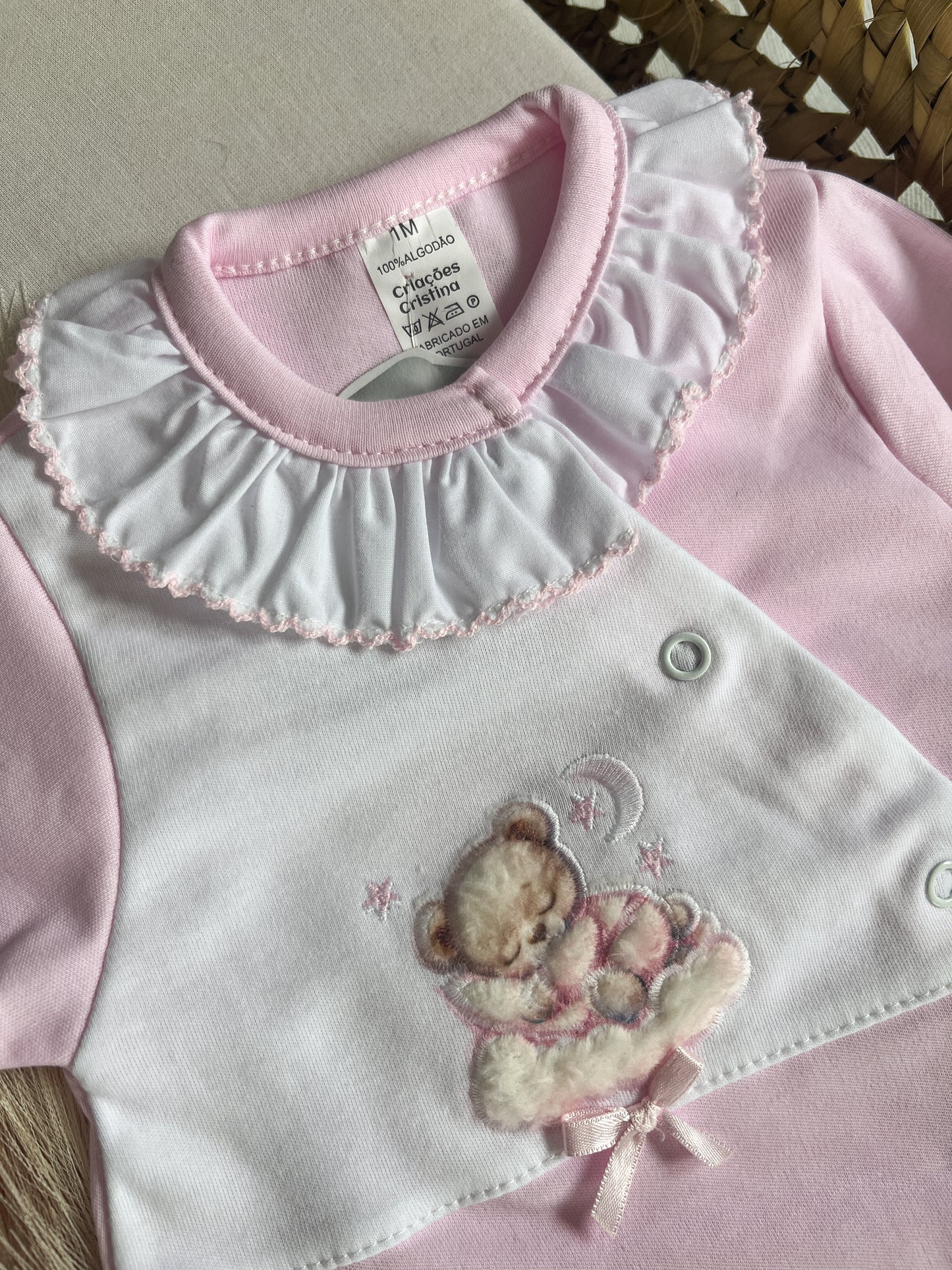 Babygrow de algodão bebé rosa