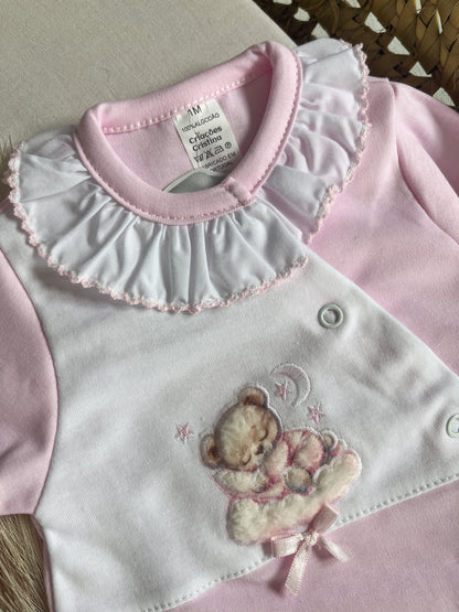 Babygrow de algodão bebé rosa