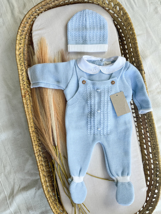 Conjunto de malha 3 peças bebé azul