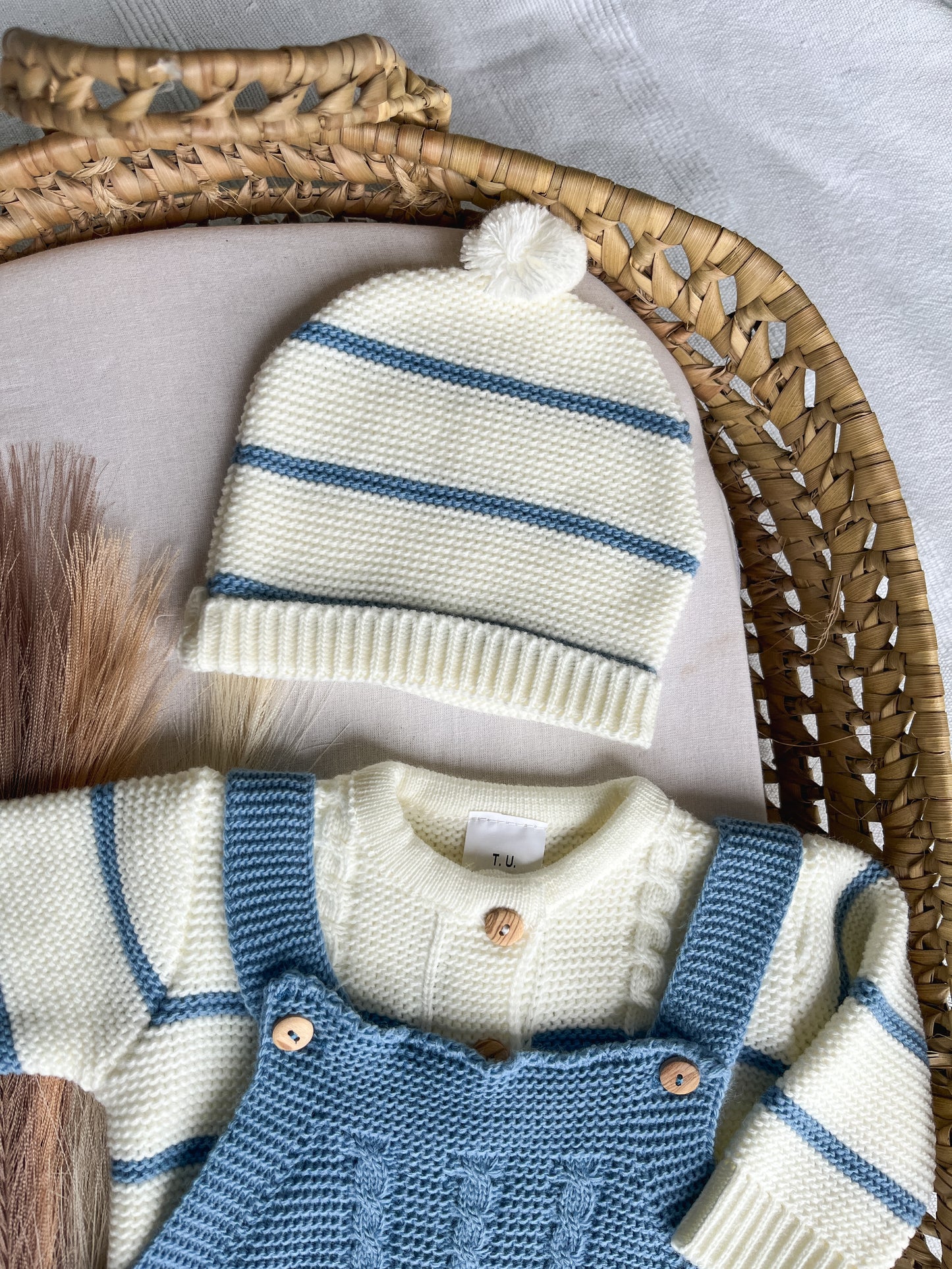 Conjunto de malha 3 peças bebé azul