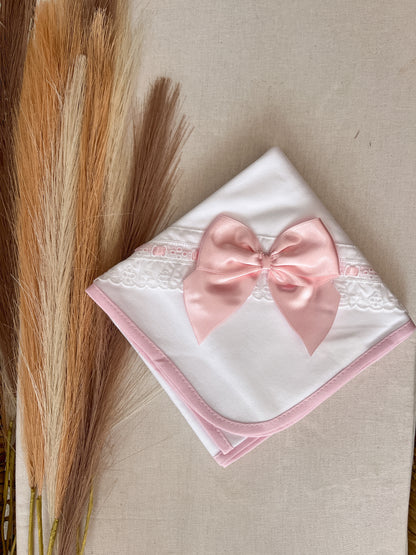 Fralda de pano bebé laço rosa