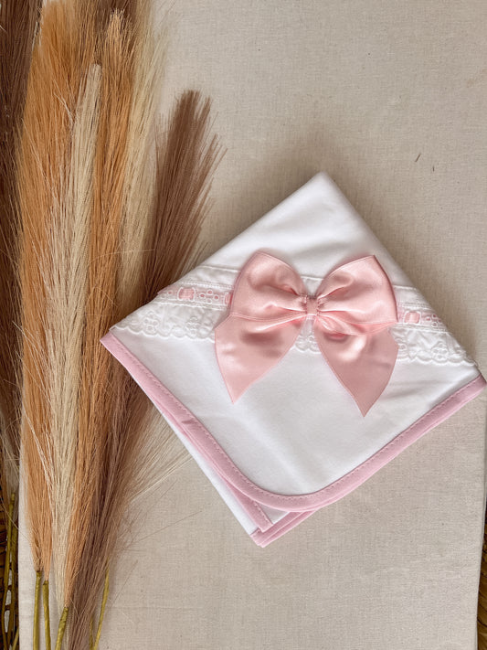 Fralda de pano bebé laço rosa