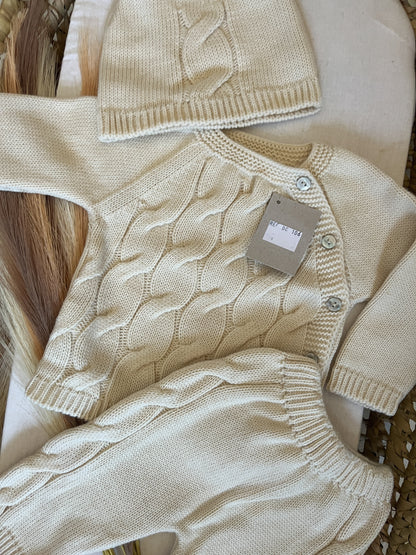 Conjunto de malha 4 peças bebé bege