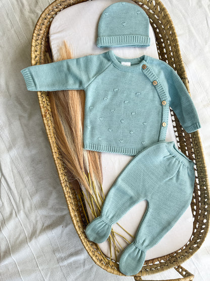 Conjunto de malha 3 peças bebé verde
