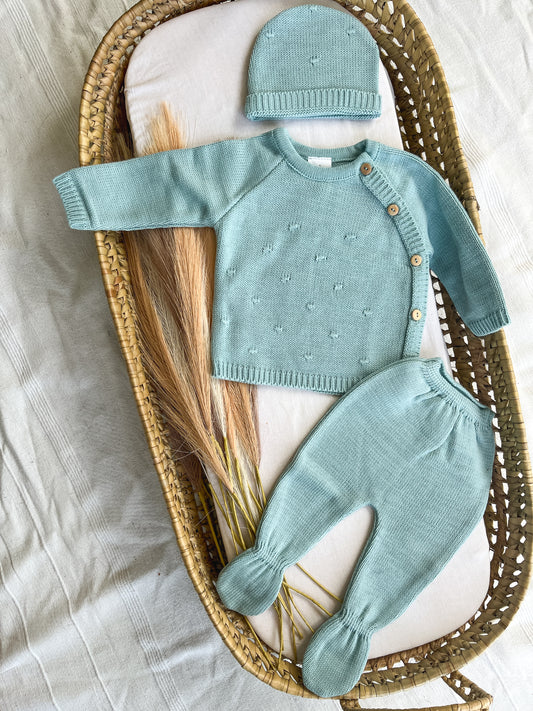 Conjunto de malha 3 peças bebé verde