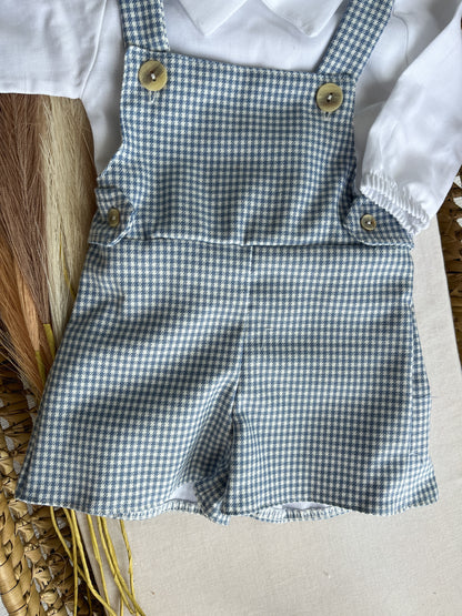 Conjunto de jardineira com camisola bebé menino azul