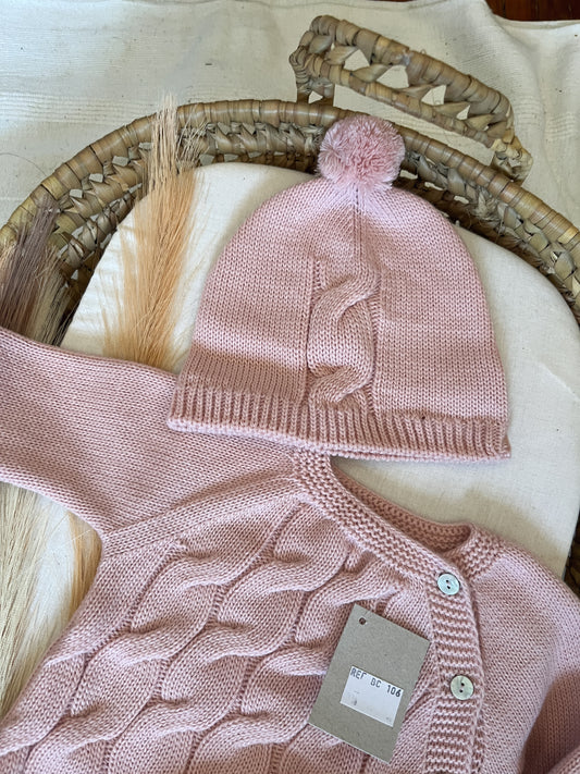 Conjunto de malha 4 peças bebé rosa