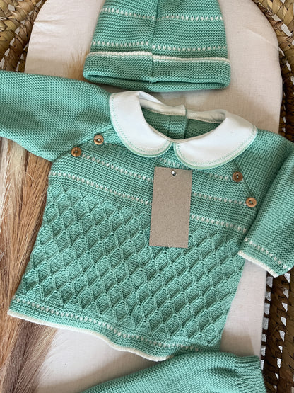 Conjunto de malha 3 peças bebé verde