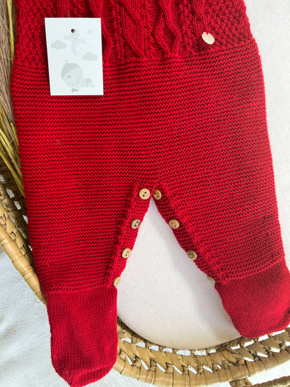 Conjunto de malha saída de maternidade 2 peças vermelho