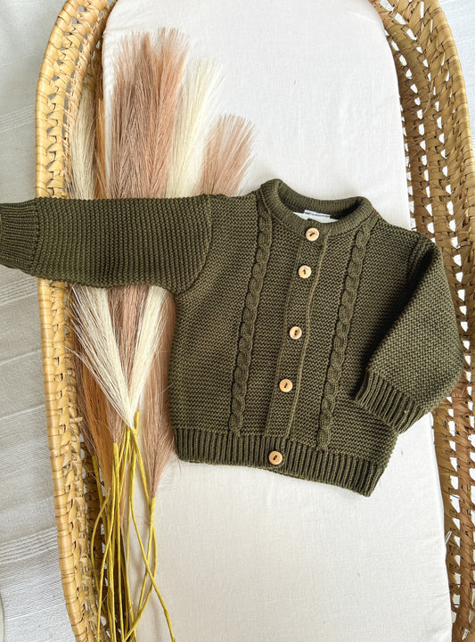 Casaco malha bebé verde azeitona