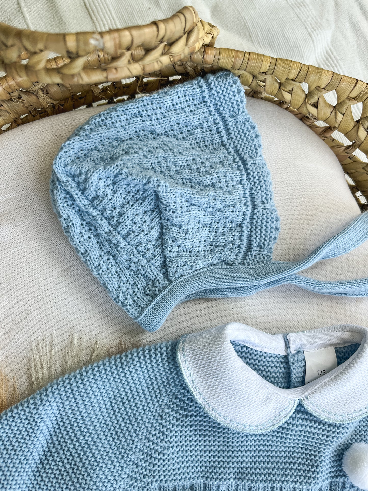 Conjunto de malha 3 peças bebé azul