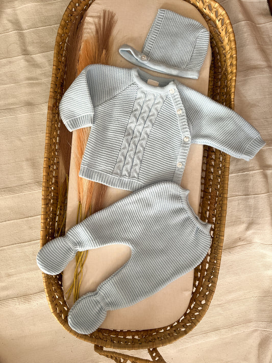 Conjunto de malha 3 peças bebé azul (Cópia)