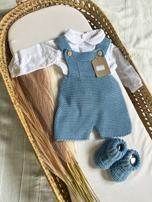 Conjunto de malha de 3 peças bebé azul