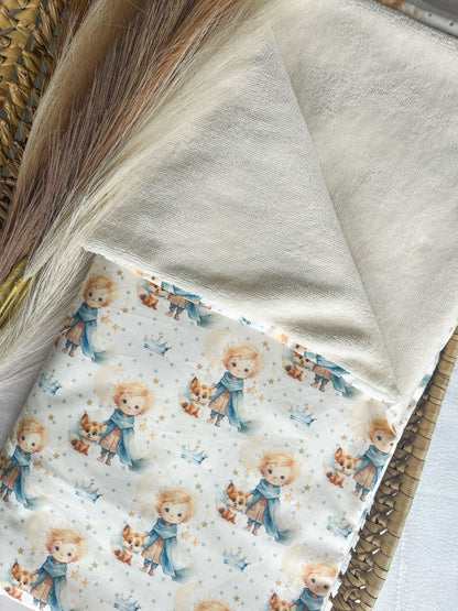 Manta de malha branco pérola para bebé personalizável com nome