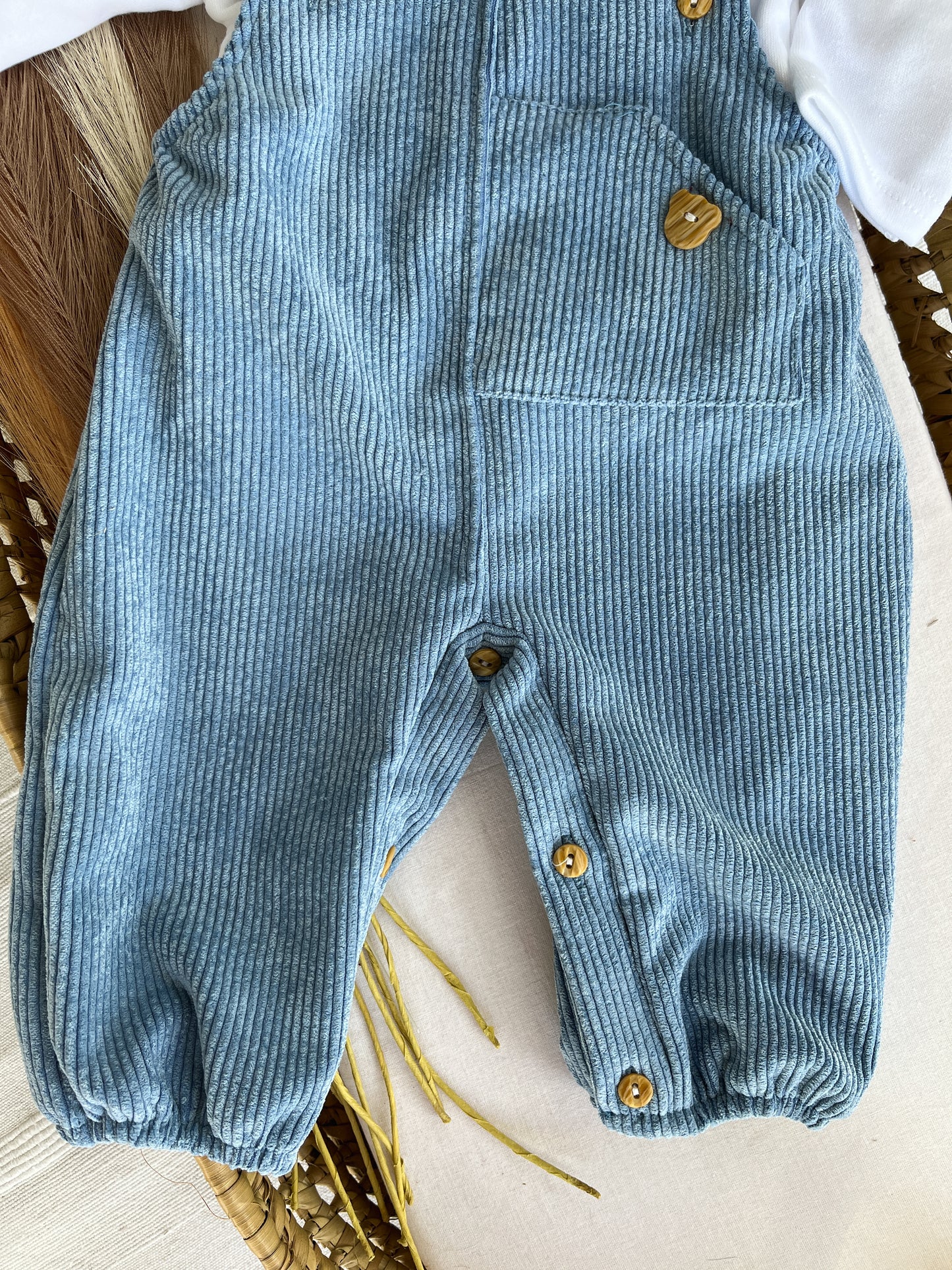 Conjunto de jardineira com camisola bebé menino azul