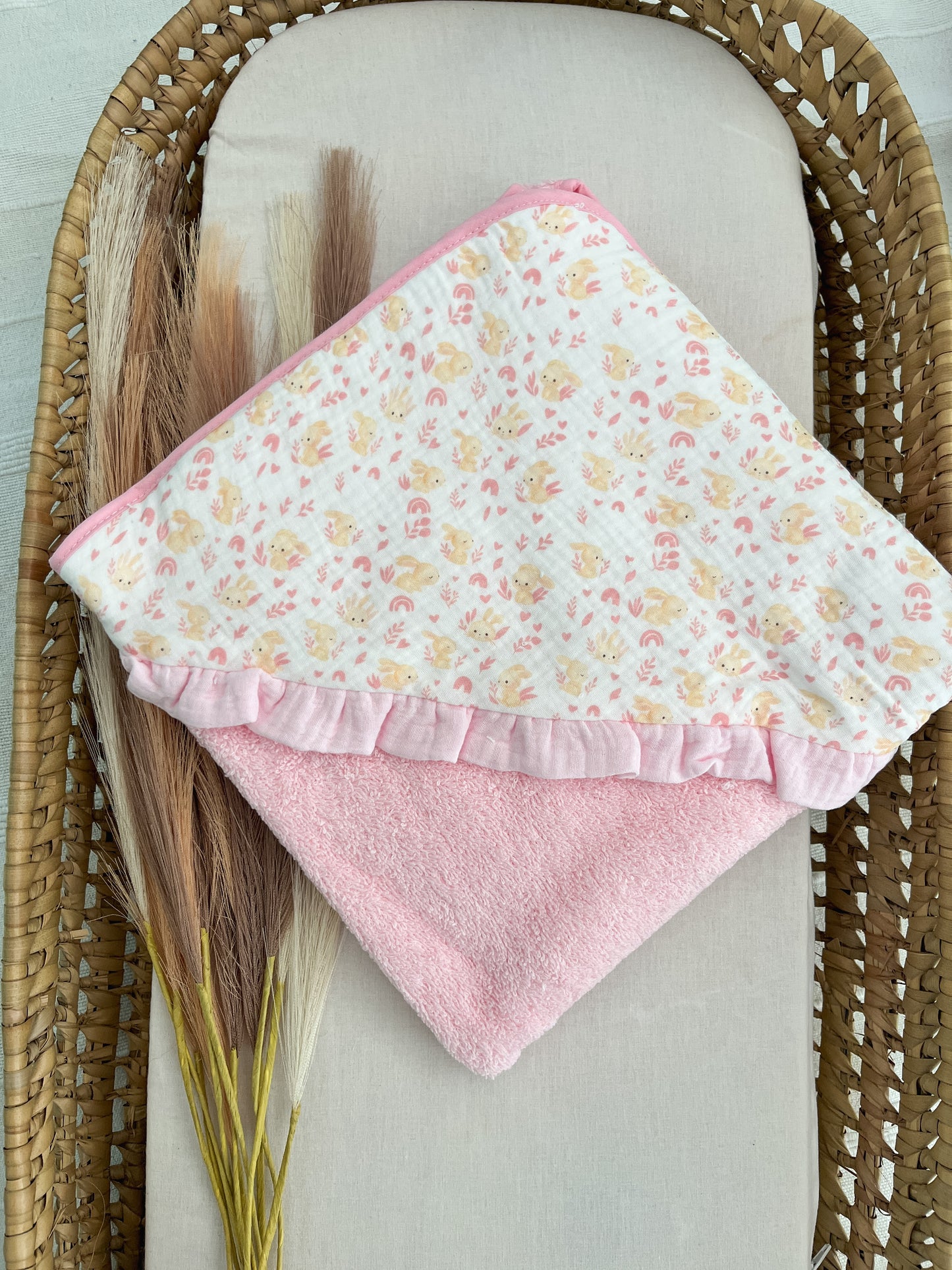 Toalha de banho bebé rosa