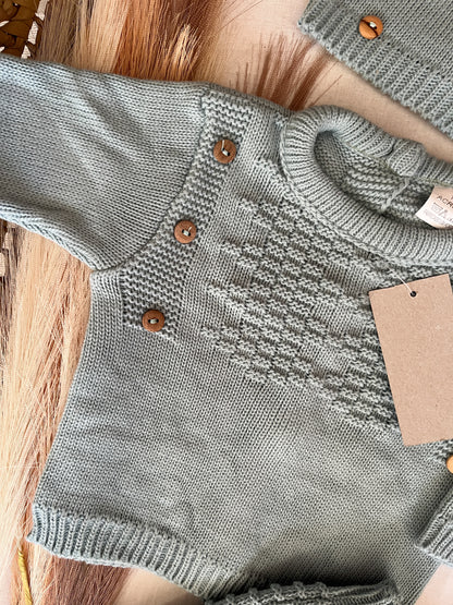 Conjunto de malha 3 peças bebé verde