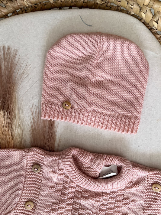Conjunto de malha 3 peças bebé rosa