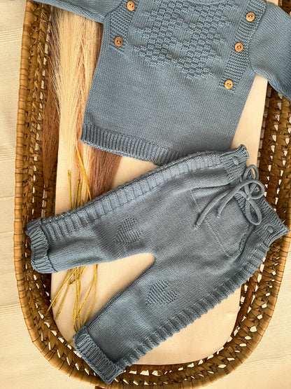Conjunto de malha 3 peças bebé azul