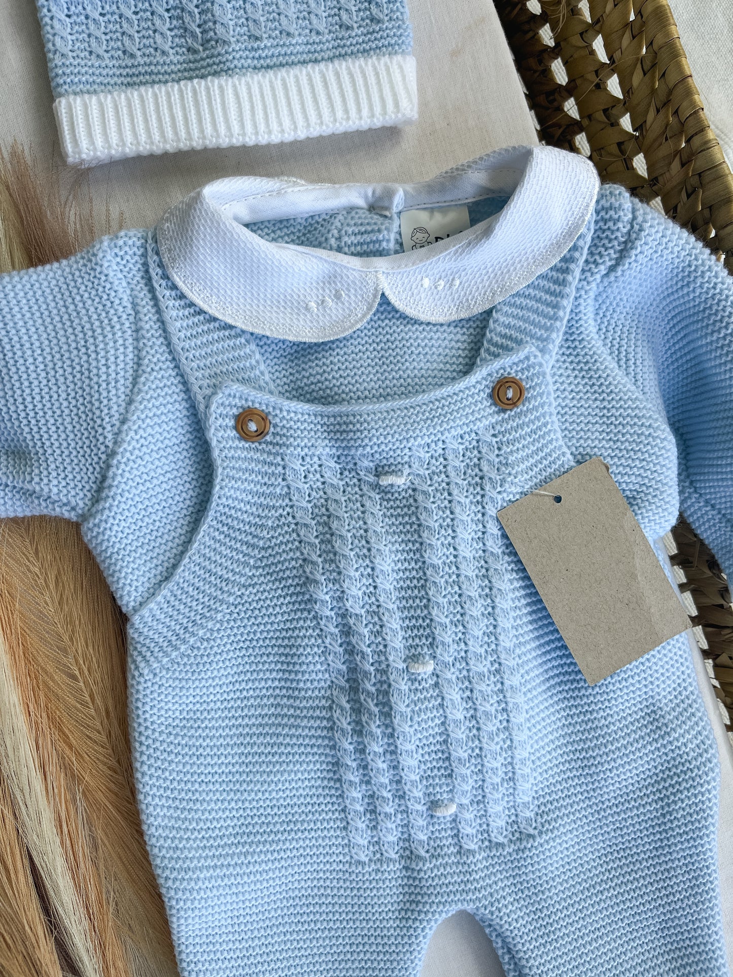 Conjunto de malha 3 peças bebé azul