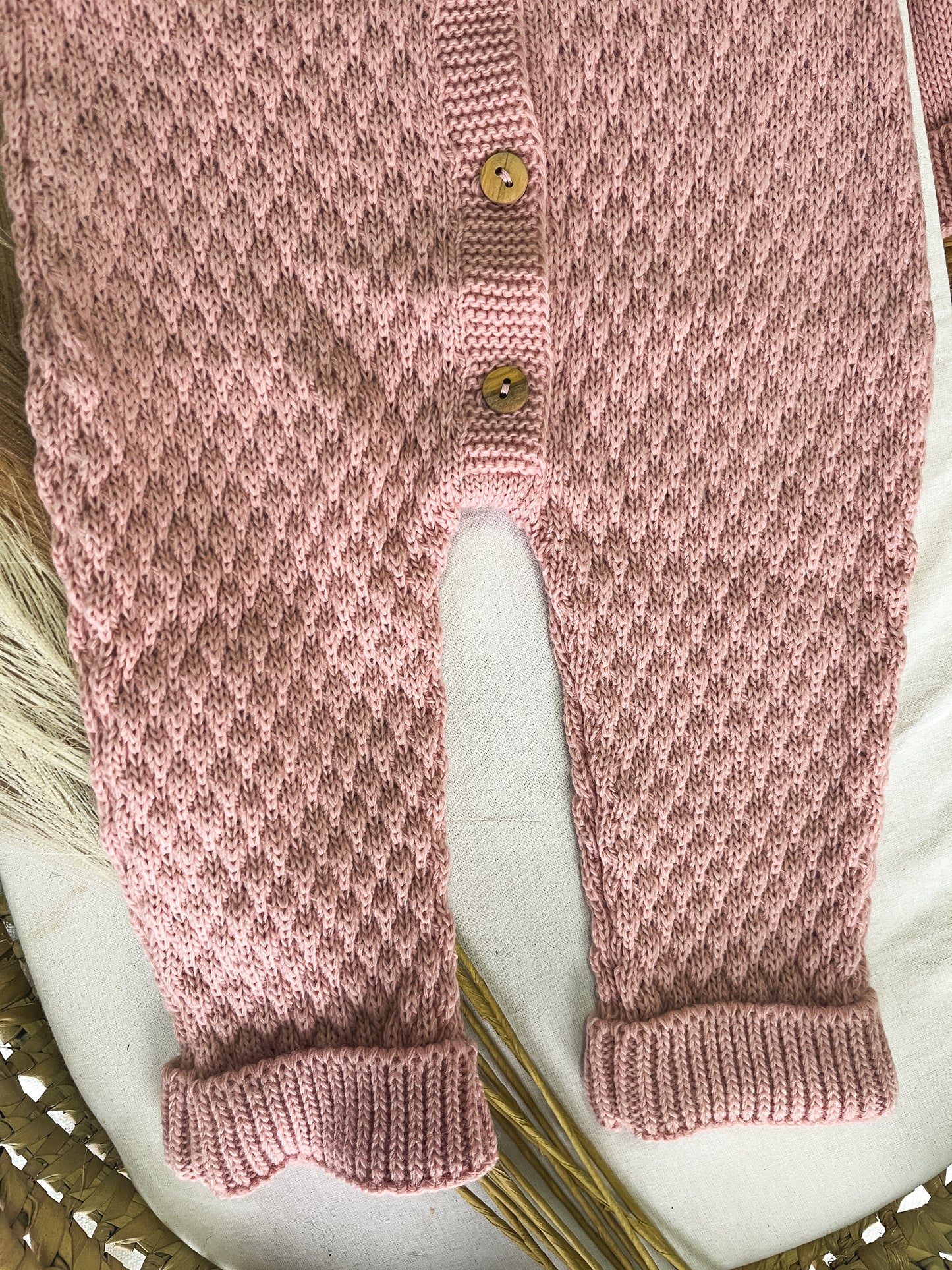 Conjunto de malha bebé 2 peças rosa velho