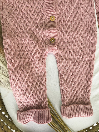 Conjunto de malha bebé 2 peças rosa velho